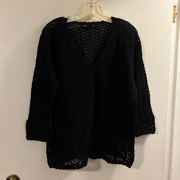 Grace Dane Lewis Sweaters | Grace Dane Lewis Black Open Weave Cardigan | Color: Black | Size: 1x | Romyserendipity's Closet